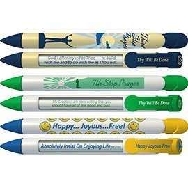 Greeting Pen Recovery Pens- 3rd Step/7th Step/Happy Joyous Free Pen Trio Rotating Message 6 Pen Set (36077)