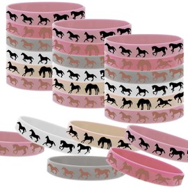 CupaPlay 48PCS Cowgirl Party Horse Rubber Bracelets - Derby Day Horse Race Party Favors Supplies Horse Lovers Birthday Decorations Gifts Prize Silicone Wristbands