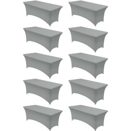 Utopia Kitchen Utopia Kitchen Spandex Tablecloth 10 Pack [6FT, Grey] Tight, Fitted, Washable and Wrinkle Resistant Stretch Table Cloth Rectangle Cover for Trade Show, Weddings & Parties [72Lx30Wx30H Inch]
