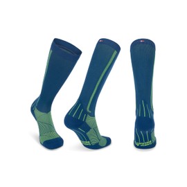 DANISH ENDURANCE Graduated Compression Socks 21-26mmHg, for Women & Men, Blue/Neon Yellow, US Women 8-10 // US Men 6.5-8.5