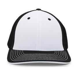 Pacific Headwear Standard Trucker Flexfit Cap, White/Black/Black