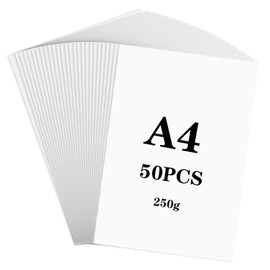 50 Sheets of Coloured Paper White A4, 250 g/m² Coloured Card Paper, A4 Scrapbook Paper, Thick Paper for Printing, Scissor Cut Paper, Craft Paper for DIY Creative Being and Painting Card Making
