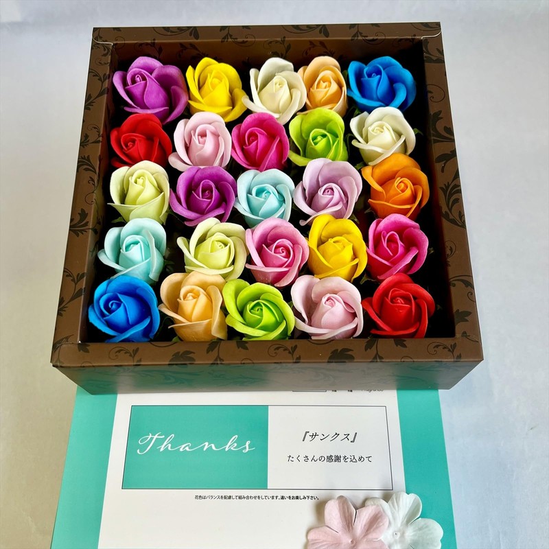 Q-FLA 827792 Soap Flower, Bath Fragrance, Colorful, Thank You, 25