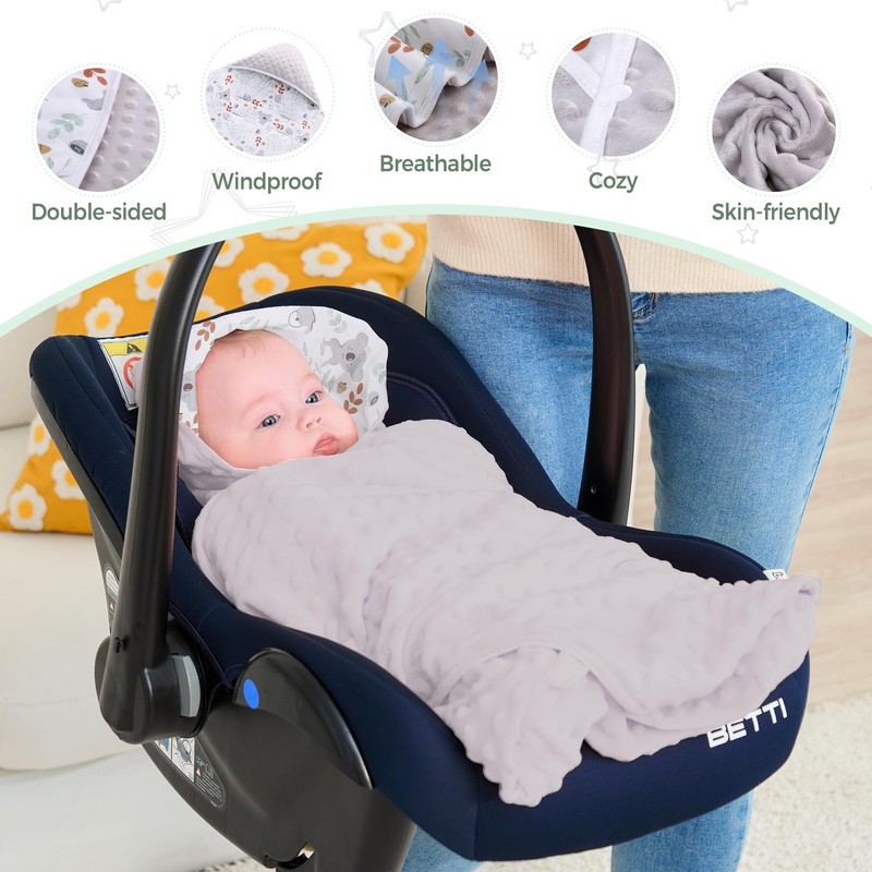 Miracle Baby Car Seat Blanket for Babies, Minky Dot Carseat