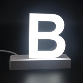 LED Letter Light "B" – 3.74" Tall, Dimmable & Touch-Sensitive Connector, Heart Symbol or Connector Power Input, Safe Design, Gift-Ready Packaging for Home & Party Décor