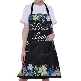 Boss Lady Apron Boss Lady Gifts for Women Funny Boss Lady Kitchen Apron Gift for Boss Female Cooking Baking Apron with Pocket (Boss Lady Apron)