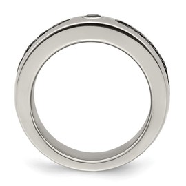 Diamond2Deal Titanium Cable and Black Spinel with Sterling Silver Bezel 7mm Band Ring Size 10's