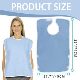 DWFEYOI Adult Bib for Older Women, Adult Bib for Adults Seniors, Washable, Reusable Meals, Clothes Protector, blue