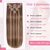 Tebelove Clip in Hair Extensions Real Human Hair 3.6oz/100g Clip