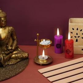 Ajuny Incense Burner Holder Tea Light Candle or Charcoal Resin Heated Beautiful Adjustable Design Golden for Home Decor Fragrance Spiritual Accessories Best Gifts