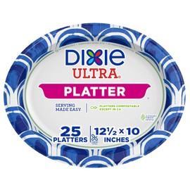 Dixie Ultra Disposable Paper Platters, 10" x 12.5", 25 Count – Durable, Sturdy Design