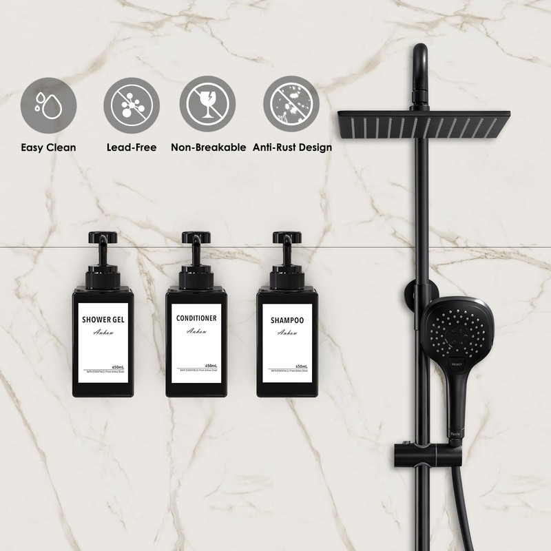 Anhow 3pcs Soap Dispenser Set, 450ml Wall Mounted Dispenser 17oz
