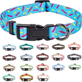 COSYHOMELONDON Dog Collar for Small Dogs, Cute Small Medium Large Dog Pet Collar, with Floral Patterns, Soft Adjustable for Boy Girl Female Male Puppy Dog Collar (Geometric D, s)