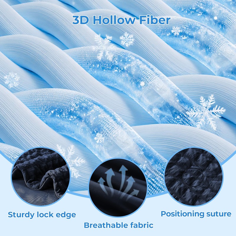 Seersucker Cooling Comforter King Size, Q-Max 0.45 Reversible Cooling Blanket