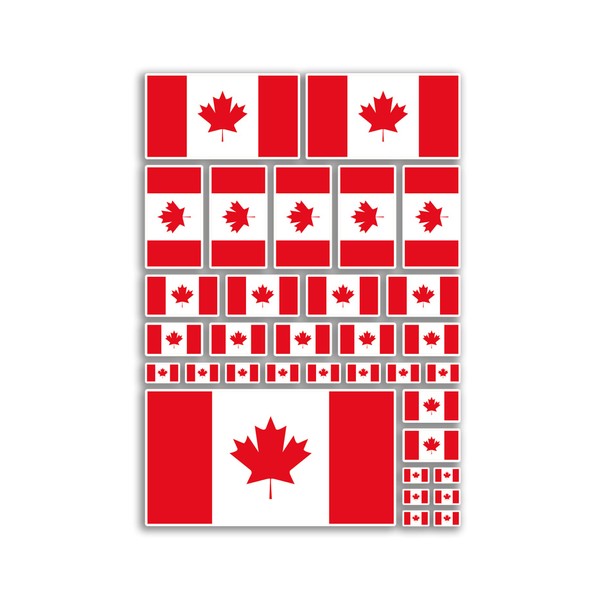 A4 Sticker Sheet Canada Flags Vinyl Stickers - Canadian America