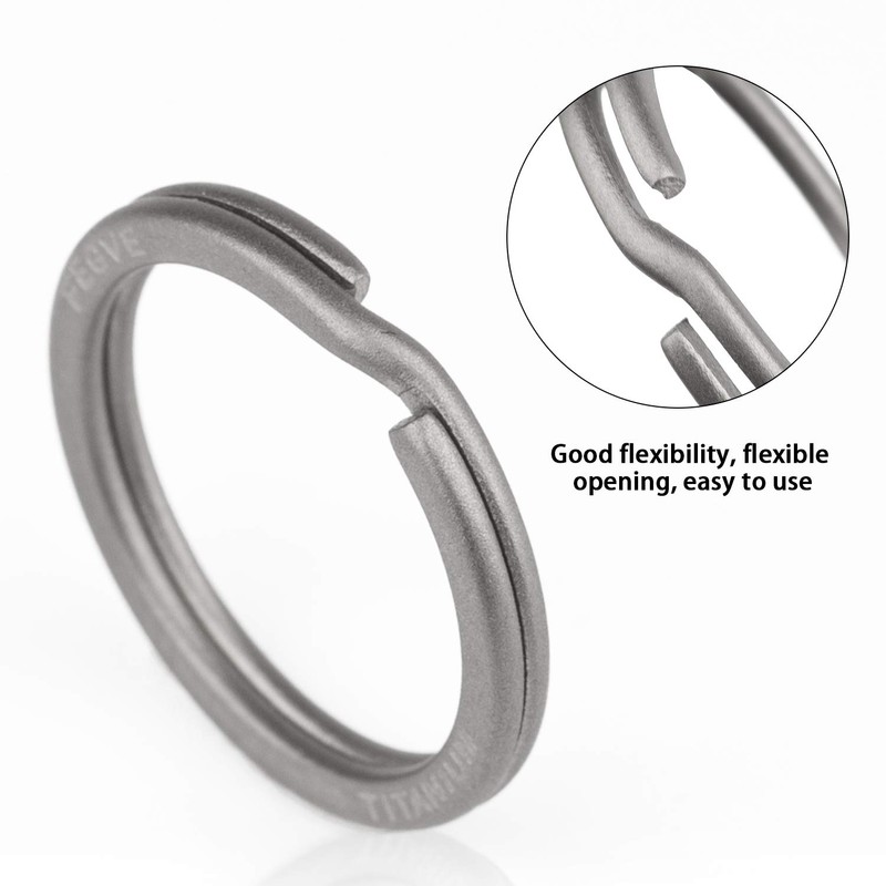 FEGVE Titanium Key Chain Rings Split Rings 4 Pack –
