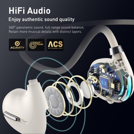 HILEO Open Ear Headphones, Wireless Earbuds Bluetooth 5.3 Sports Earphones, Gaming Headset with Noise Cancelling Mic, IPX5 Waterproof, 10 Hours Musictime