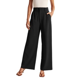 NOAHELLA Womens Wide Leg Pants High Waisted Business Casual Summer Dress Pants Palazzo Long Work Trousers with Pockets Black XL