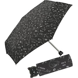 happy rain Cute Cat Umbrella Women's Pocket Umbrella Hand Opener with Cat Head Handle Cats Black White - Ultra Mini