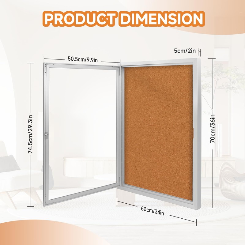 Enclosed Bulletin Board with Locking Door, Outdoor Bulletin Board Weatherproof,