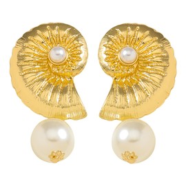 Doubnine Seashell Starfish Pearl Conch Earrings Dangle for Women Fashion Jewelry Earrings Statement Ocean Jewelry