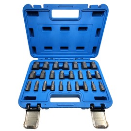 JEUCLEL 25PCS Multi-Spline Screw Extractor Set, 3/8" Inch Adaptor Easy Out Bolt Remover Kit, Bolt Extractor Set, Hex Head Multi-Spline, Kit for Broken Removing Nuts Bolts Screw