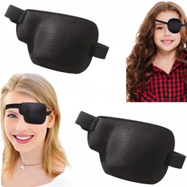 2Pcs 3D Eye Patches for Left and Right Adults Adjustable Eye Adjustable Medical Eyepatch for Lazy Eye Large Black (Left Eye)