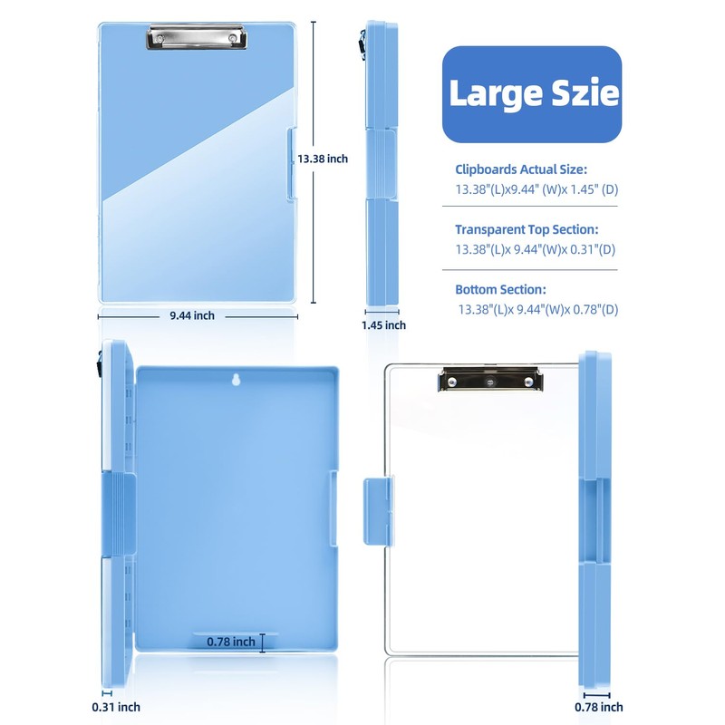 Clearview Clipboard with 2 Storage, Dry Erase 8.5x11 Heavy Duty