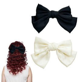 scicent Hair Clip Pack of 2 Bow Hair Clips Large Hair Bows for Everyday Decoration Plain Hair Bow for Women Elegant Hair Accessories for Women - 28221