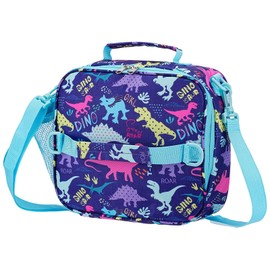 CUXFLS Kids Lunch Bag Insulated Lunch Box for Boys Girls - Ages 3+ - Sandwich & Snack Bag Cartoon Pattern Thermal Cooler for School, Reusable Meal Tote with Leak-Proof Liner-Dinosaur