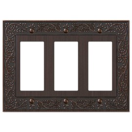 Amerelle AmerTac 43RRRVB 3 Rocker-GFCI English Garden Wallplate, Aged Bronze