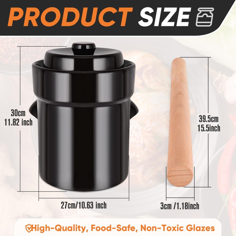 Fermentation Crock 5 Liter / 1.3 Gallon, Sauerkraut Crock with