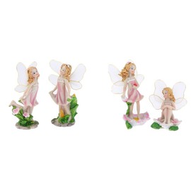 SecretRain Resin Garden Ornament Home & Outdoor Decor Flower Fairies Set Of 4