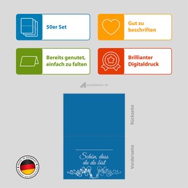 Partycards Pack of 50 Wedding Place Cards for Communion Confirmation, Name Badges Birthday, Table Decoration Name Cards Christening, Table Decoration, Name Plate, Place Cards Birthday