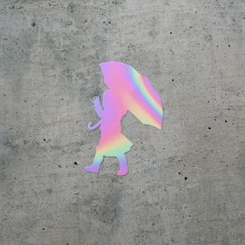 Decal Stickers of Little Girl Umbrella Silhouette (Hologram) (Set of 2) Premium Waterproof Vinyl Decal Stickers for Laptop Smartphone Car Dirt Bike Wall Room Mason Jar Bathtub - ANDstic81464aHO
