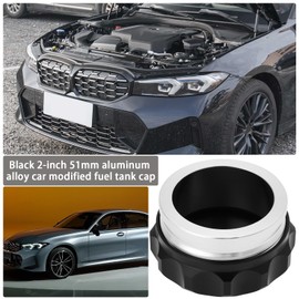 YINETTECH 2 Inch Inner Diameter 51 mm Aluminium Alloy Fuel Cap for Welding the Billet Filler Neck with Lid for Oil Fuel Water Tank Storage Container Lid Black