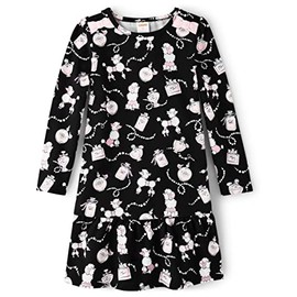 Gymboree,and Toddler Long Sleeve Knit Casual Dresses,Black Poodles,8