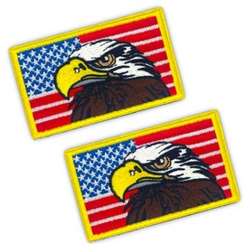 AAVEDGE American Eagle Flag Patch, 2 PCS US Flags Hook and Loop Jeans Patches, Military Tactical Patriotic Embroidered Novelty Sew On Patches for Backpacks, Jeans, Jackets, Hats & Clothes.