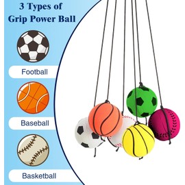6 Pieces Wrist Ball Wristband Sports Ball on a String Toy Includes Basketball,Tennis Balls, Baseball and Football Return Rubber Rebound for Party Favor, Exercise or Play