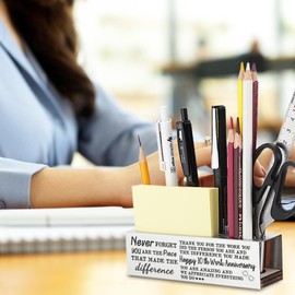 CWGOTC 10 Year Work Anniversary Employee Gifts, Thank You Appreciation Happy 10th Work Anniversary Decor Gifts for Coworker, Manager, Teacher, Mentor, Stainless Steel Pen pencil Holder for Desk YCP20