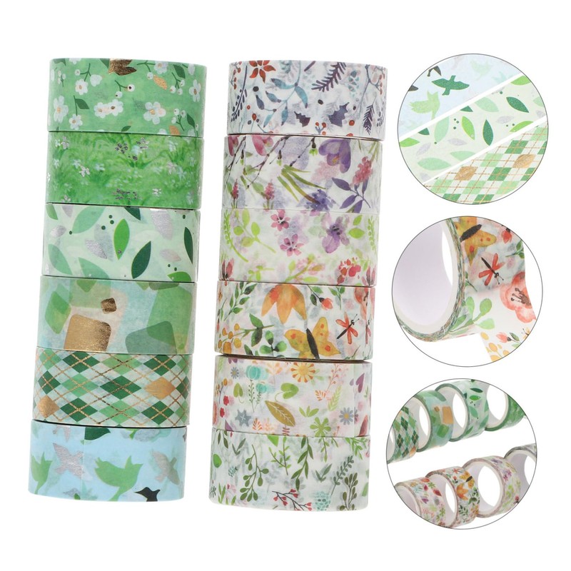 STOBOK 12pcs Decorative Washi Tapes for Scrapbooking and Journaling Spring