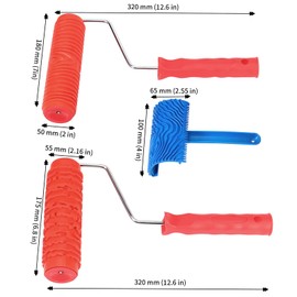 JAPCHET 3 PCS 7 Inch Wood Graining Painting Tool Set, Rubber Wood Pattern Paint Roller with Plastic Handle, Wood Grain Knurling Tool Set for Wall Decoration DIY Art Projects