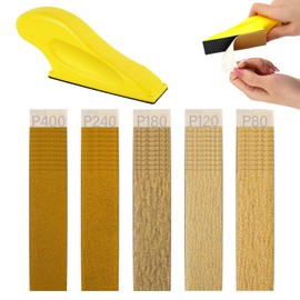 Micro Sander Kit with 50PCS Sand Paper, 80 to 400 Grit Wet Dry Detail Sandpaper, 90X 30mm Sandpaper Sheets, Finger Sander for Crafts Wood Finishing Metal Polishing(80/120/180/240/400)