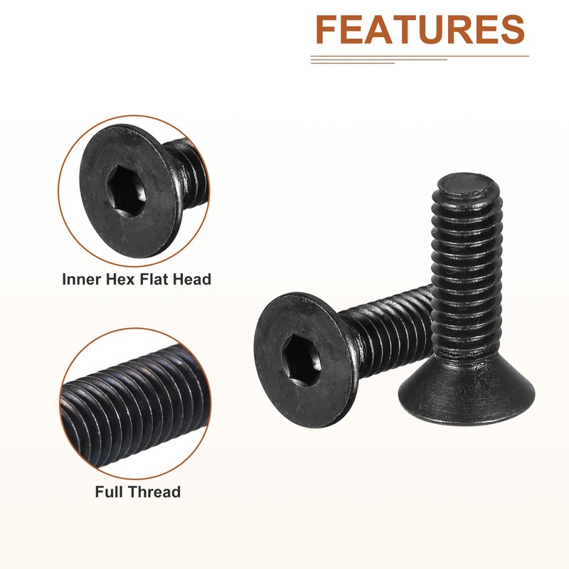 DTGN 5/16-18x1" Flat Head Socket Cap Screws, 30 Pack Hex