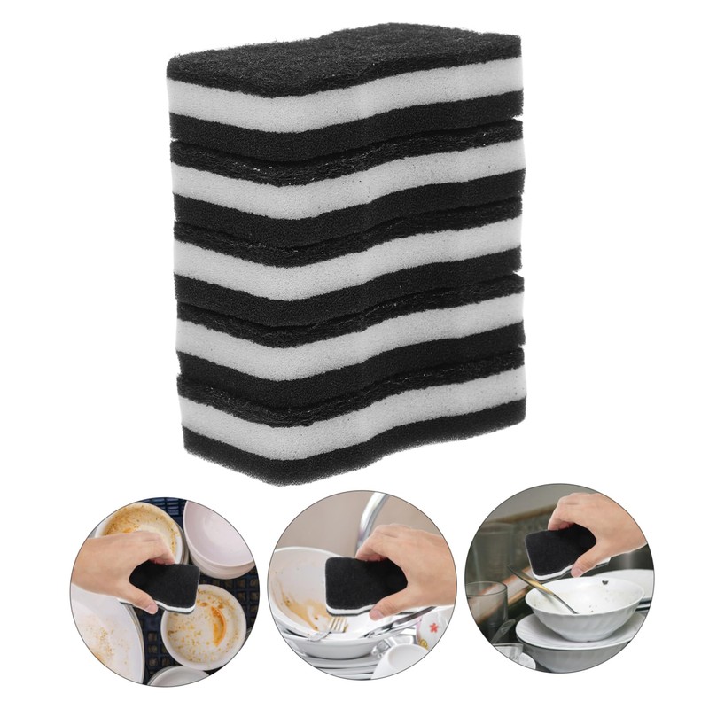 NOLITOY Scrub Black Kitchen Sponge Pads 2 Sides Dishwashing Sponge