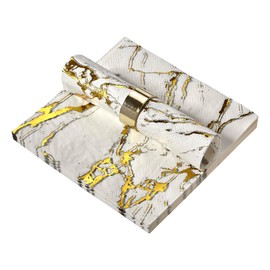 Elegant Marble Disposable Napkins, Pack Includes 18 Wedding Napkins, Party Napkins Disposable Perfect For Dessert, Classic Dinner Napkins For Upscale Events, Christmas Napkins For Holiday Meal, Gold