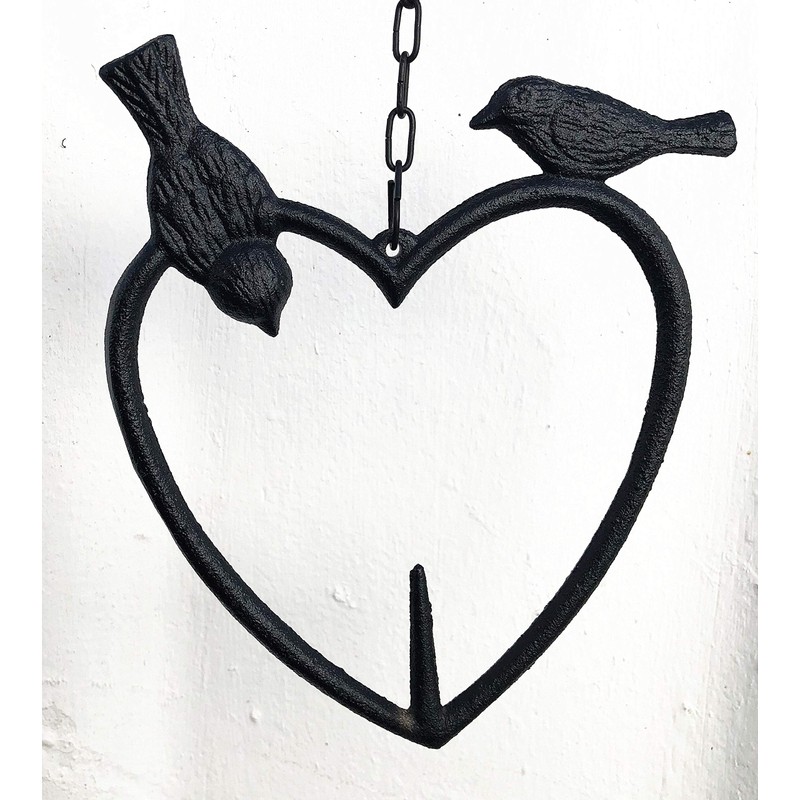Spring life Cast Iron Heart Shape Wild Bird Hanging Fruit