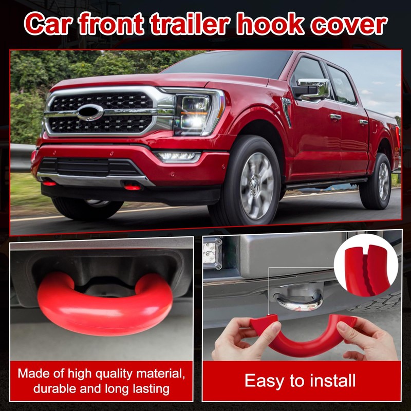 Front Tow Hooks Covers Compatible with 2004-2024 Ford F150, Bronco