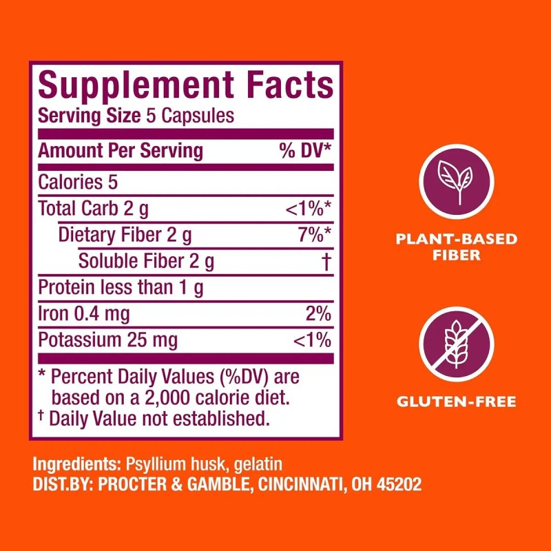 Suplemento Fibra Metamucil Psyllium Husk 300 Cápsulas