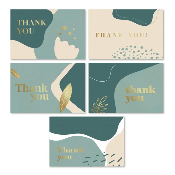 Rileys Thank You Cards with Matching Envelopes | 50-Count, Gold Foil - Blank Note Cards, Perfect for Wedding, Business, Gift Cards, Graduation, Baby Shower, Funeral (Sage Green)